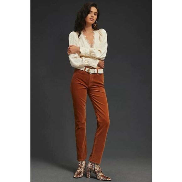 MOTHER Denim - MOTHER The Dazzler Mid-Rise Straight Corduroy Ankle Pants Size 33